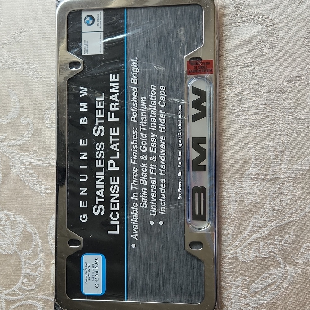 BMW Genuine Stainless Steel License Plate Frame part number 82120010395